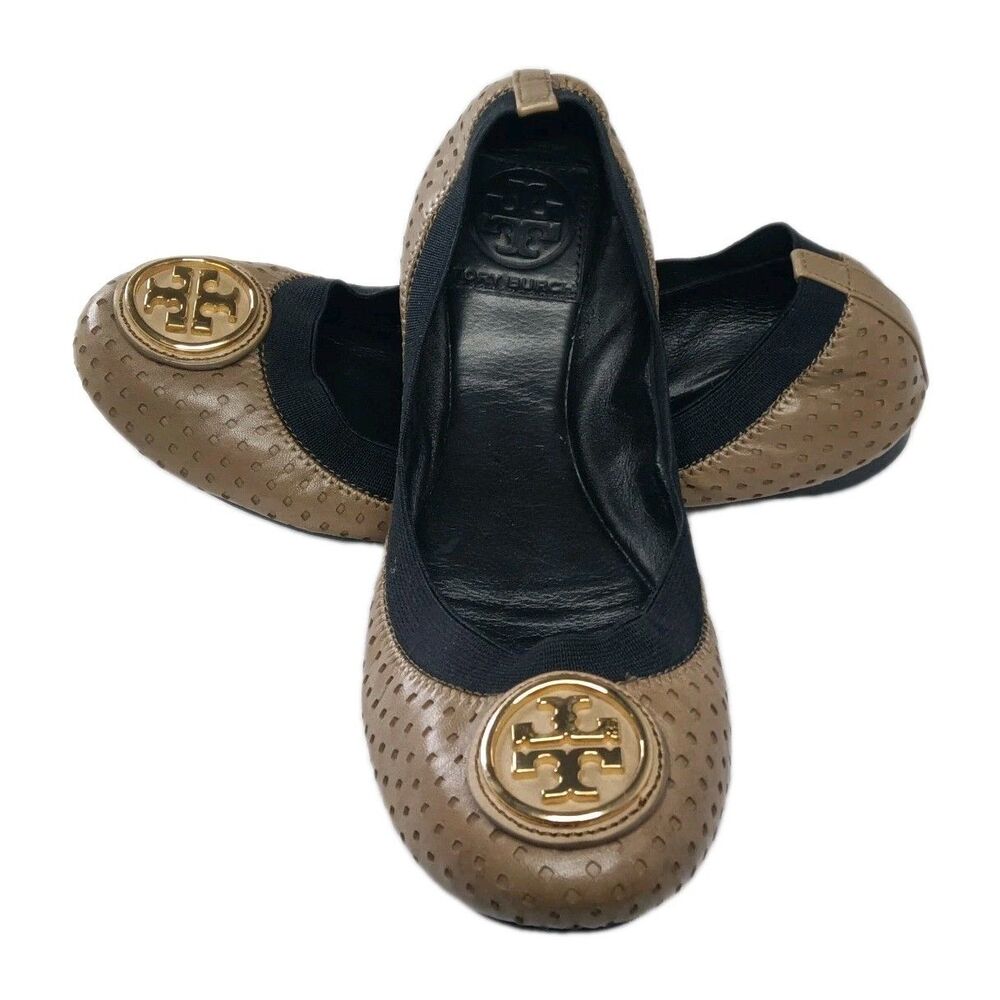Tory Burch Caroline Perforated Leather Ballet Flats Women's Size 6.5 Shoes